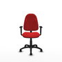 Silla de oficina Algarra con mecanismo Contacto permanente básico tapizada con Similpiel color Rojo. Equipada con Base poliamida negra, Brazos 1D y Ruedas de nailon 50 mm