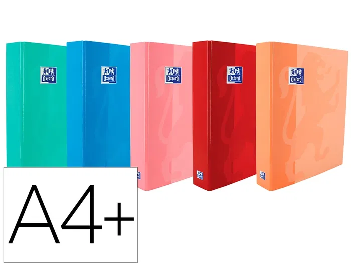 Oxford Carpeta de anillas DIN A4+ con tapa extradura, 4 anillas de 40 mm, colores tendencia surtidos Oxford Carpeta de anillas DIN A4+ con tapa extradura, 4 anillas de 40 mm, colores tendencia surtidos