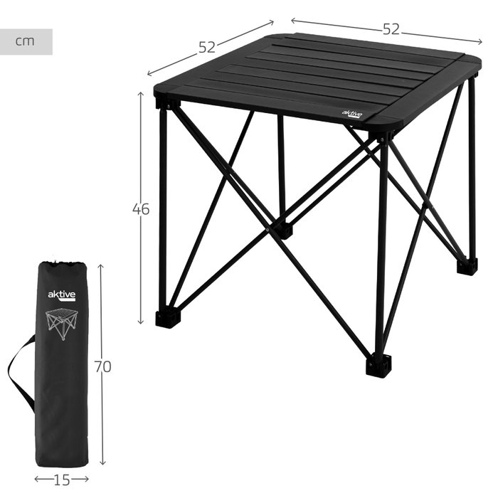 Aktive Mesa de camping plegable antivuelco negra Aktive Mesa de camping plegable antivuelco negra
