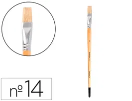 Liderpapel Pincel Nº 14 Punta Plana Cerdas para Oleo y Acrílica Certificado FSC