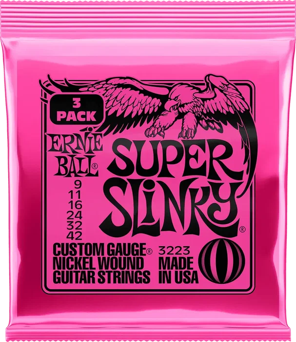 Ernieball Pink 9-42 Tripack Juego de Cuerdas Eléctrica (3 unidades)
