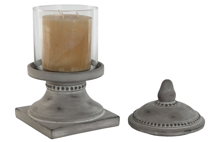 DKD Home Decor Farola Gris Cemento y Cristal 19 x 40 x 19 cm (4 Unidades)