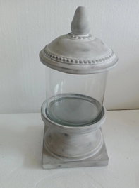 DKD Home Decor Farola Gris Cemento y Cristal 19 x 40 x 19 cm (4 Unidades)