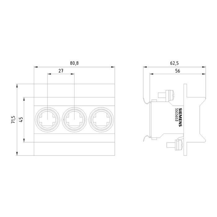 Siemens 5SG5653 Zócalo de fusible de inserción NEOZED con cubierta de protección contra contactos D02/63A