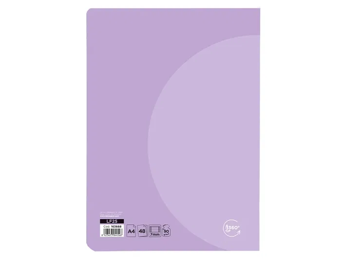 Liderpapel Libreta A4 48 Hojas 90gr Tapa Plástico Horizontal Doble Margen Colores Pastel