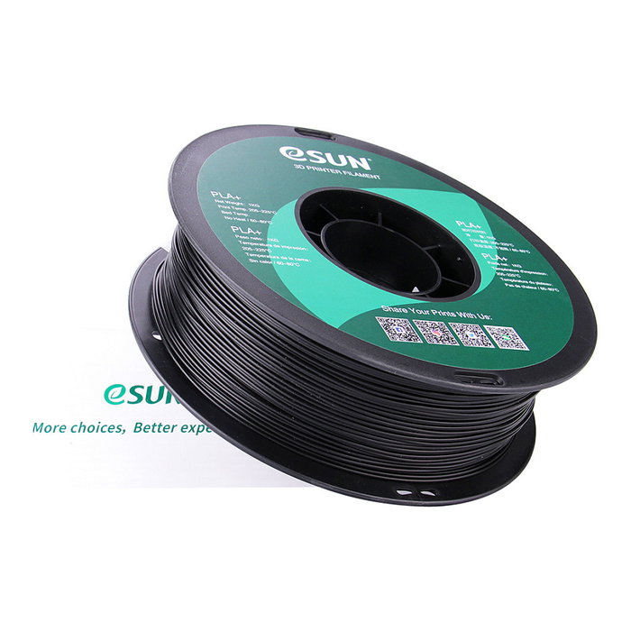 eSun PLA+ Filamento de Impresión 3D, Negro, 1.75mm, 1 kg, eSUN PLA+175B1, Alta Resistencia y Flexibilidad, Certificado FDA