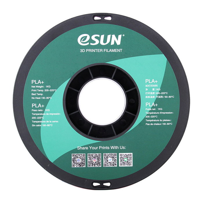 eSun PLA+ Filamento de Impresión 3D, Negro, 1.75mm, 1 kg, eSUN PLA+175B1, Alta Resistencia y Flexibilidad, Certificado FDA