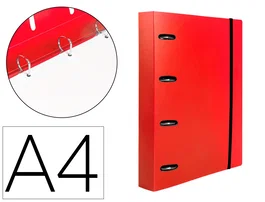 Liderpapel Carpeta con Recambio A4 Cuadro 5mm 100 Hojas 80g Polipropileno 4 Anillas Mixtas 25mm Rojo