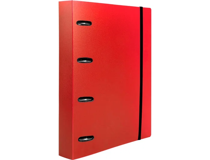 Liderpapel Carpeta con Recambio A4 Cuadro 5mm 100 Hojas 80g Polipropileno 4 Anillas Mixtas 25mm Rojo