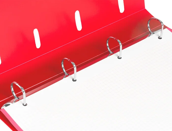 Liderpapel Carpeta con Recambio A4 Cuadro 5mm 100 Hojas 80g Polipropileno 4 Anillas Mixtas 25mm Rojo