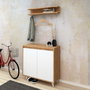 Hanah Home Recibidor Zapatero Roble y Blanco Moderno Elegante 80x35x100cm Tablero Partículas Melamina 18mm