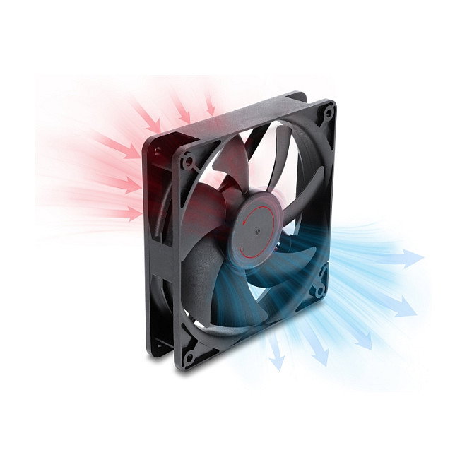 DeLOCK Ventilador axial 48 V DC, 120 x 120 x 25 mm con conector PWM de 4 pines, negro