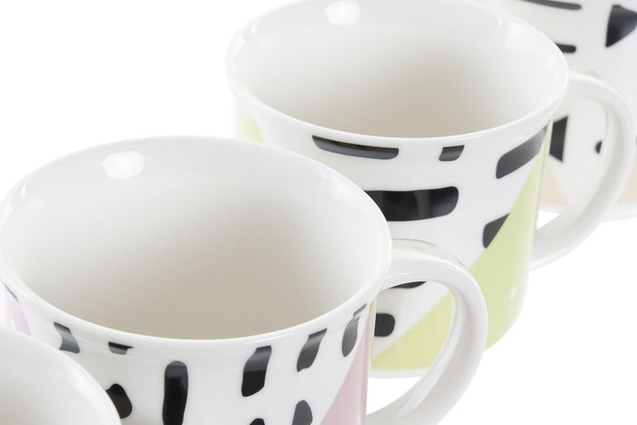 DKD Home Decor Taza Scandi Rosa Azul 9 x 8 x 12 cm 310ml Gres (12 Unidades)