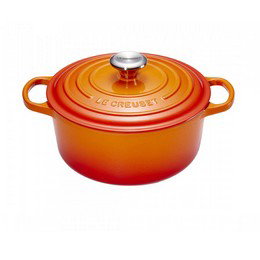 Le Creuset Bräter rund 24 cm, Olla Redonda de Hierro Fundido, Naranja, 21177240902430