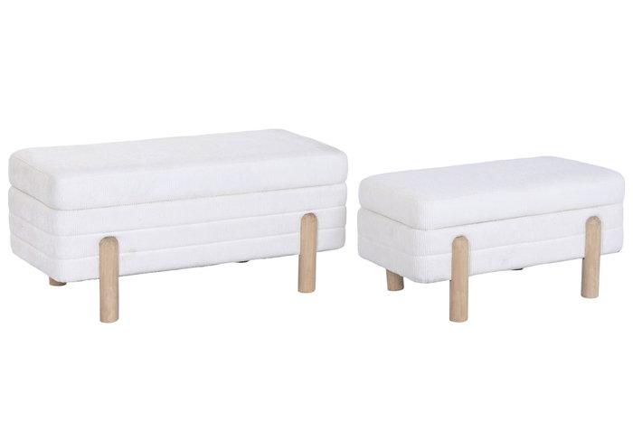 DKD Home Decor Set de 2 Descalzadoras con Almacenaje en Crudo y Marrón DKD Home Decor Set de 2 Descalzadoras con Almacenaje en Crudo y Marrón