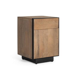 GINER Y COLOMER Mesita de Noche Madera de Mango Natural con Cajón y Puerta Push
