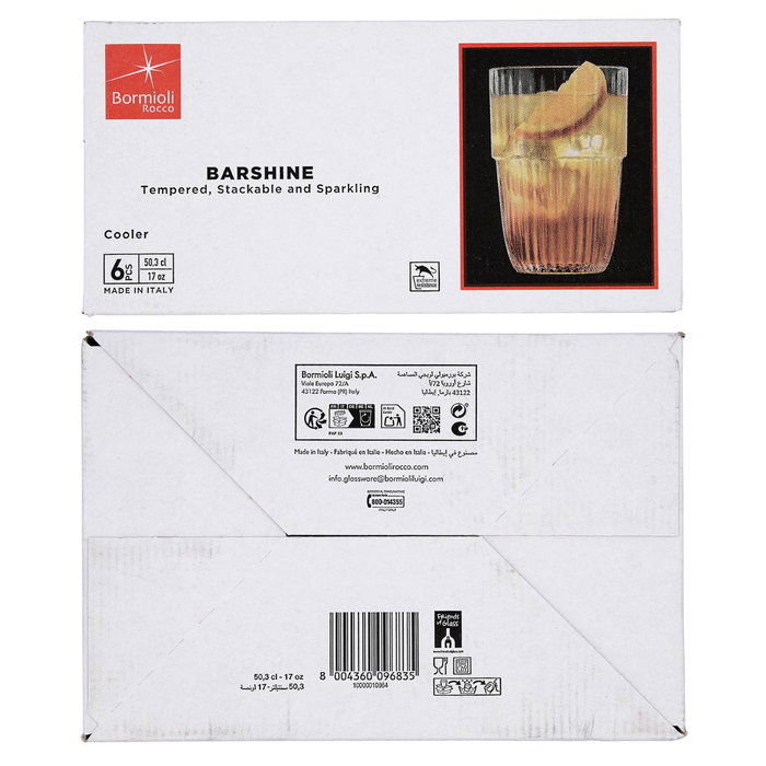 Bormioli Rocco Pack de 6 Vasos Altos Barshine de 503 ml