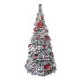 DKD Home Decor Árbol de Navidad LED Nevado Plegable Rojo y Blanco