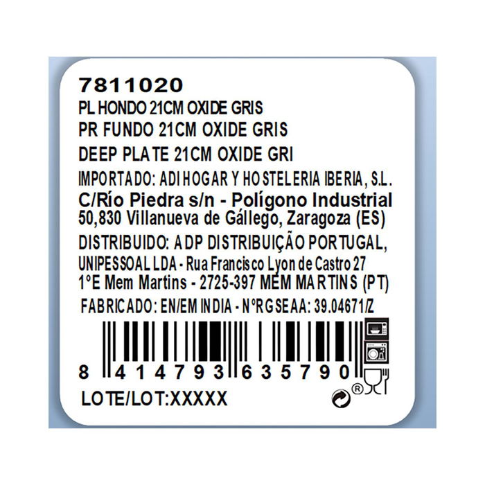 Plato Hondo Porcelana Oxide Ariane 21 cm