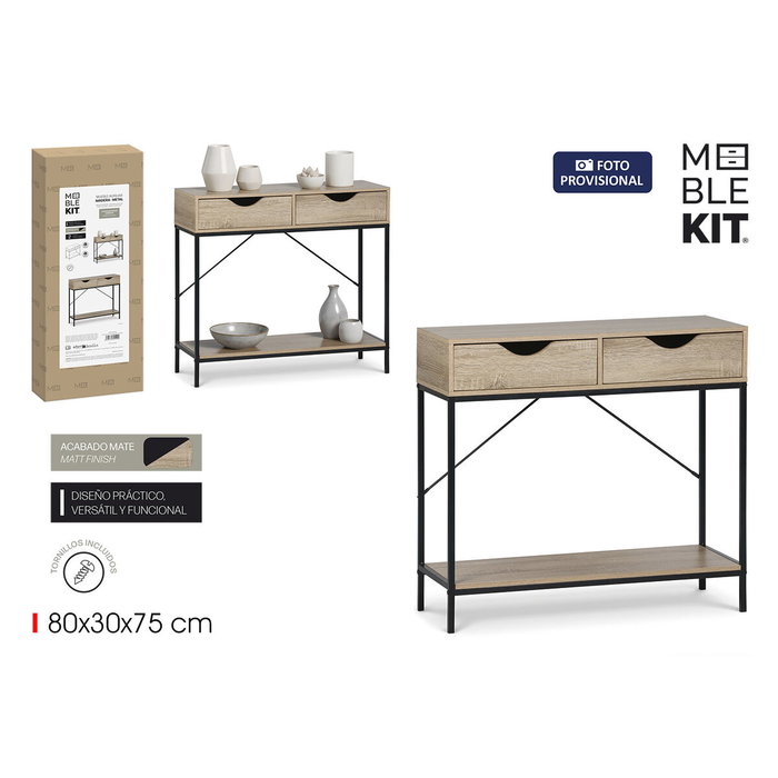 Moblekit Mueble con 2 cajones ARVID madera y metal Moblekit Mueble con 2 cajones ARVID madera y metal