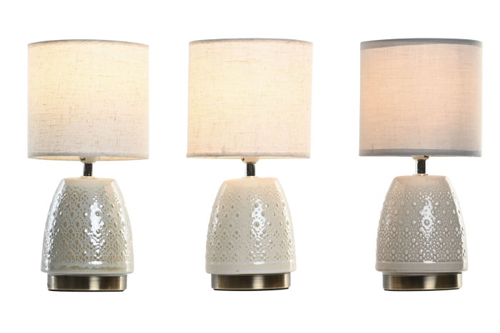 DKD Home Decor Lámpara de Sobremesa de Gres y Poliéster (Surtido de 3 Colores)