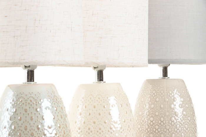 DKD Home Decor Lámpara de Sobremesa de Gres y Poliéster (Surtido de 3 Colores)