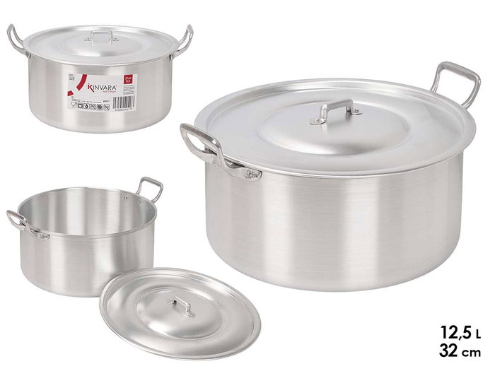 KINVARA Cacerola de Aluminio 32 cm, 12,5 L, Plata KINVARA Cacerola de Aluminio 32 cm, 12,5 L, Plata