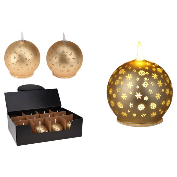 Basics Vela LED Bola Navidad Dorada con Luz Cálida