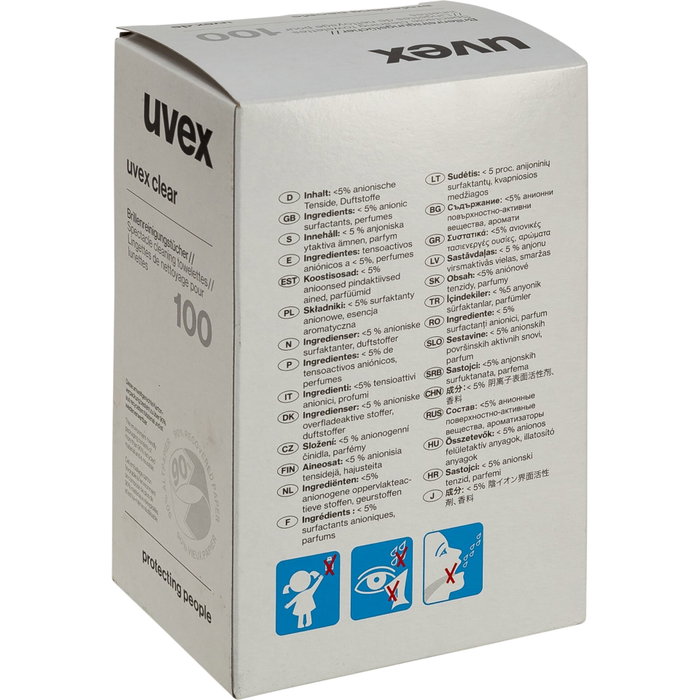 uvex 100 toallitas de limpieza para lentes