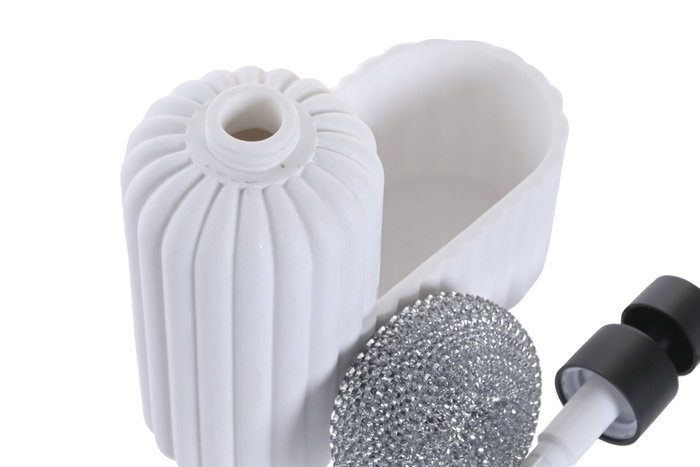 DKD Home Decor Dosificador con Estropajo Blanco