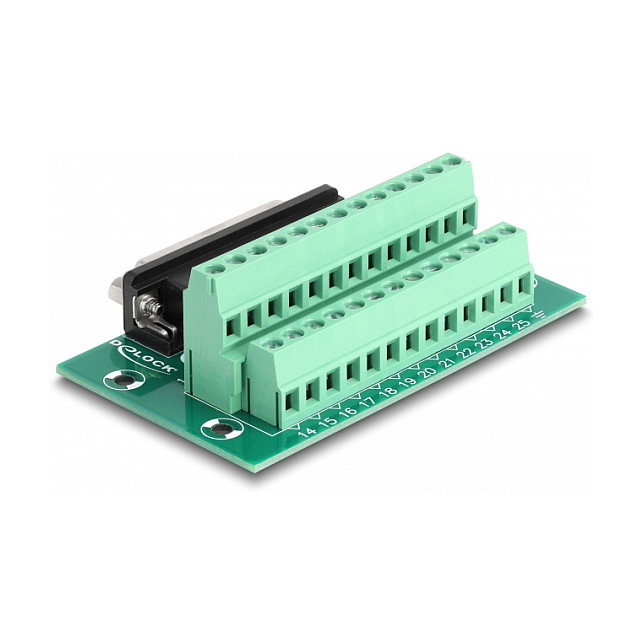 DeLOCK 66912 Adaptador D-Sub de 25 pines hembra a bloque de terminales para carril DIN DeLOCK 66912 Adaptador D-Sub de 25 pines hembra a bloque de terminales para carril DIN