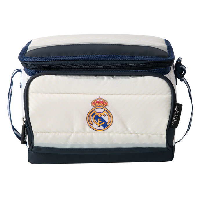 SAFTA Bolsa porta alimentos Real Madrid - Aislamiento SuperFoam, Mantiene Hielo 1 día, 24x16x16cm, A Prueba de Fugas