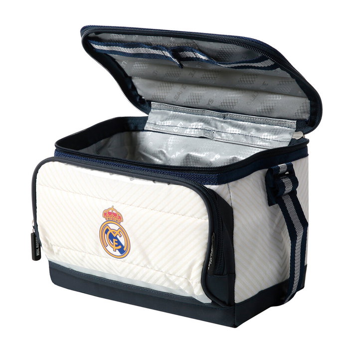 SAFTA Bolsa porta alimentos Real Madrid - Aislamiento SuperFoam, Mantiene Hielo 1 día, 24x16x16cm, A Prueba de Fugas