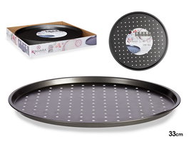 Kinvara Bandeja para Horno de Pizza Antiadherente Gris Acero Carbono 32x32x1.5 cm (Set de 24)