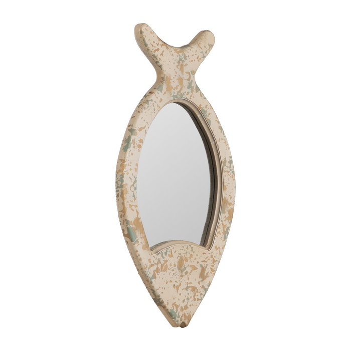 Espejo Pez Blanco Rozado Madera 26 X 2 X 49 cm