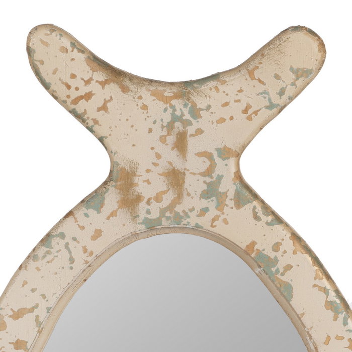 Espejo Pez Blanco Rozado Madera 26 X 2 X 49 cm