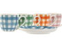 DKD Home Decor Set de 6 Tazas Café Porcelana New Bone 6.2 x 5.5 x 8.5 cm Azul Rosa Vichy