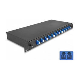 DeLOCK Caja de empalme de fibra óptica 12 x LC Duplex OS2 1U, 19 pulgadas