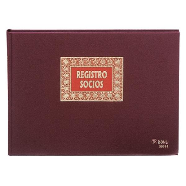 Dohe Libro de Registro de Socios 100 Hojas Numeradas Folio Apaisado Burdeos