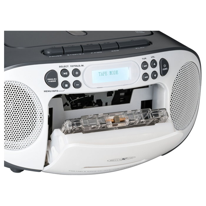 Reflexion RCR2260DAB Boombox Portátil Radio DAB+ FM Reproductor CD MP3 20 W Blanco y Gris
