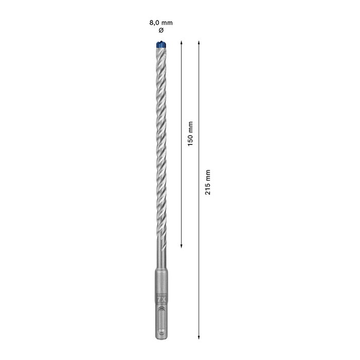 Bosch EXPERT Hammerbohrer SDS plus-7X 8x150x215mm, Broca para Martillo Perforador, 8 mm, para Ladrillo, Concreto, Hormigón, Piedra