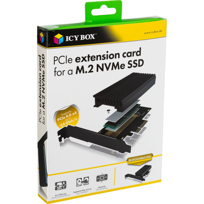 ICY BOX IB-PCI214M2-HSL Tarjeta de expansión PCIe 4.0 x4 con 1x M.2 NVMe con disipador de calor ICY BOX IB-PCI214M2-HSL Tarjeta de expansión PCIe 4.0 x4 con 1x M.2 NVMe con disipador de calor