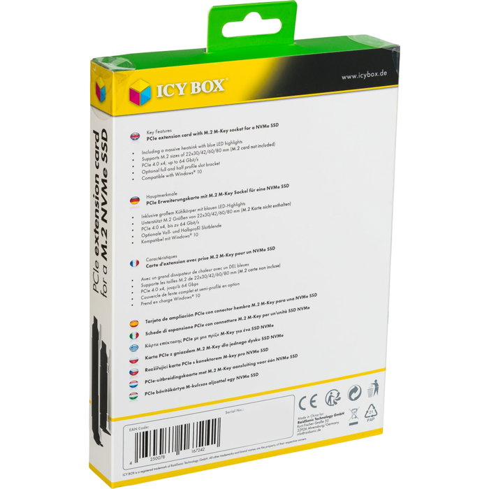 ICY BOX IB-PCI214M2-HSL Tarjeta de expansión PCIe 4.0 x4 con 1x M.2 NVMe con disipador de calor ICY BOX IB-PCI214M2-HSL Tarjeta de expansión PCIe 4.0 x4 con 1x M.2 NVMe con disipador de calor