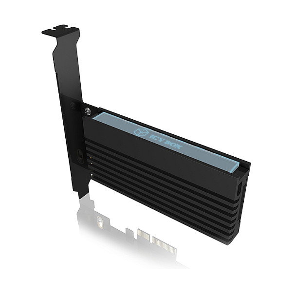 ICY BOX IB-PCI214M2-HSL Tarjeta PCIe a M.2 NVMe 2280/2260/2242 con Disipador, PCIe 4.0 Negro