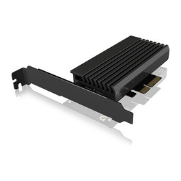 ICY BOX IB-PCI214M2-HSL Tarjeta PCIe a M.2 NVMe 2280/2260/2242 con Disipador, PCIe 4.0 Negro