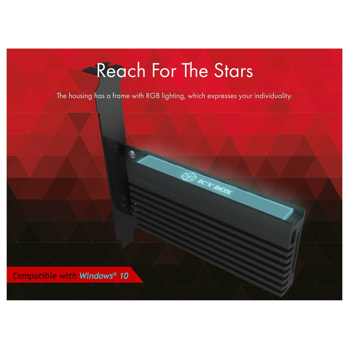 ICY BOX IB-PCI214M2-HSL Tarjeta PCIe a M.2 NVMe 2280/2260/2242 con Disipador, PCIe 4.0 Negro