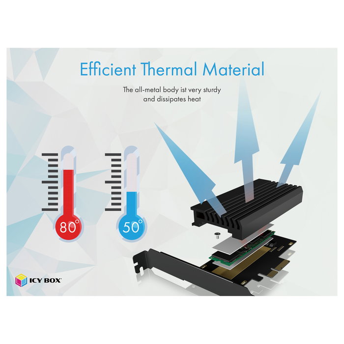 ICY BOX IB-PCI214M2-HSL Tarjeta PCIe a M.2 NVMe 2280/2260/2242 con Disipador, PCIe 4.0 Negro