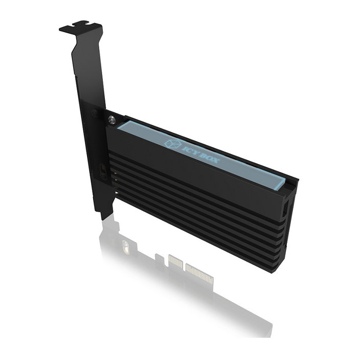 ICY BOX IB-PCI214M2-HSL Tarjeta PCIe a M.2 NVMe 2280/2260/2242 con Disipador, PCIe 4.0 Negro