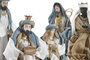 DKD Home Decor Nacimiento Navidad Moderna Azul Blanco Poliester Set 9 Piezas 15 x 30 x 20 cm