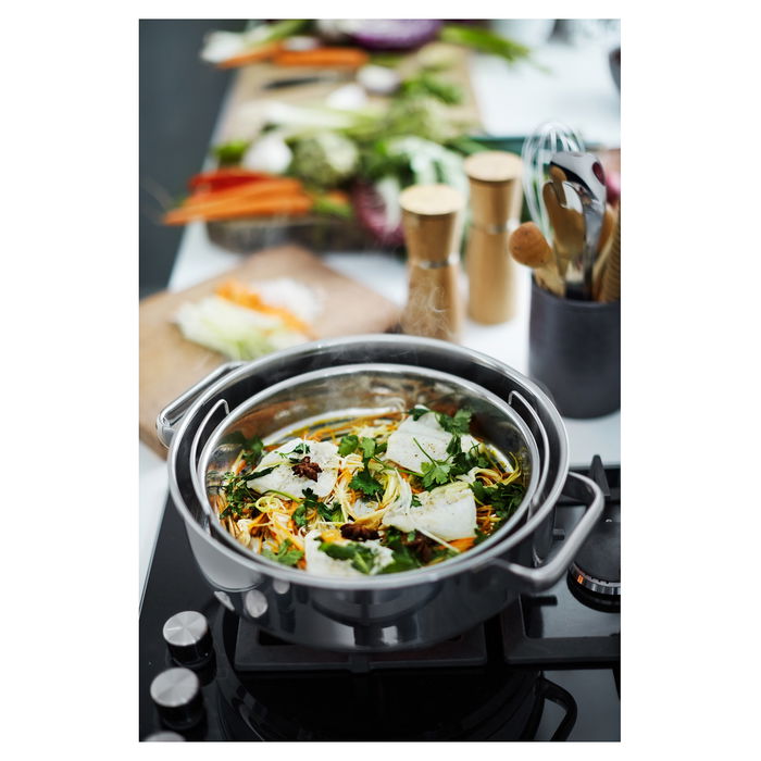 WMF Vitalis Vaporera de Cocina 28 cm con Tapa de Cristal